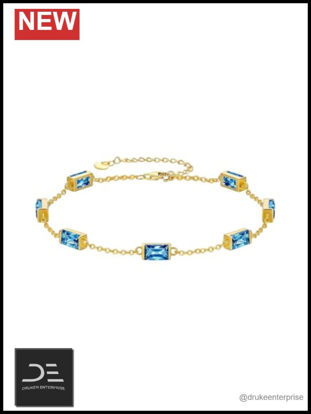 14k Gold Plated Birthstone Bracelet for Women Adjustable Link Chain